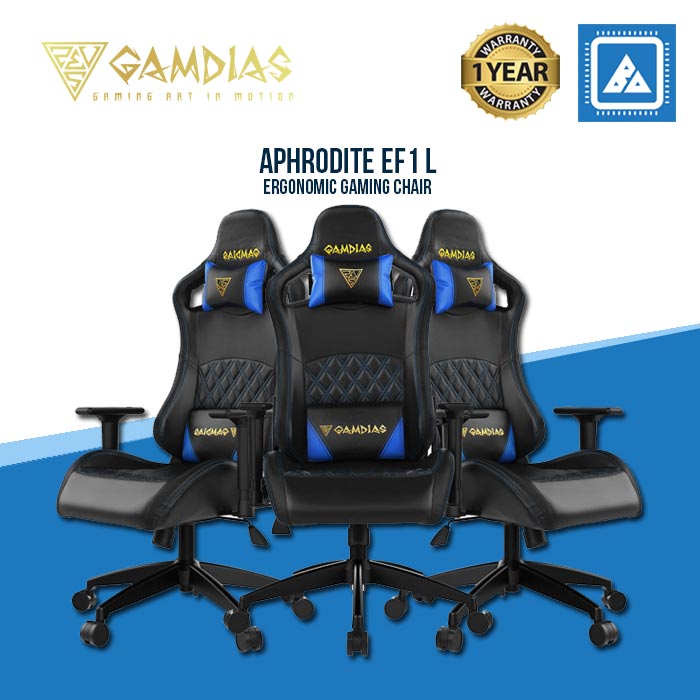 GAMDIAS Aphrodite EF1 L GAMING CHARI, HIGH BACK HEADREST AND LUMBAR W/ ERGONOMIC RACING SEAT (BLACK) GAMDIAS Aphrodite EF1 L GAMING CHARI, HIGH BACK HEADREST AND LUMBAR W/ ERGONOMIC RACING SEAT (BLACK)